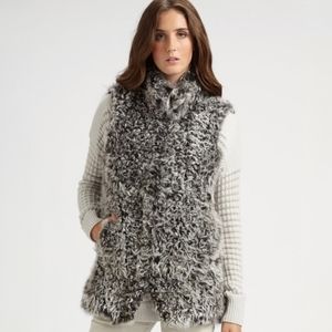THEORY Lambs Fur Vest Lined Gray EUC Women's Size Small